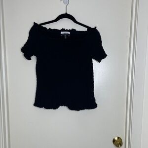 Eloquii Black Off-Shoulder Ruffle Top